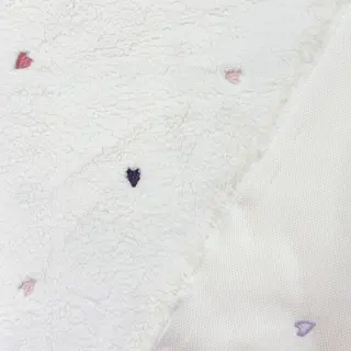 Kabát anyag TEDDY EMBROIDERY Hearts ecru