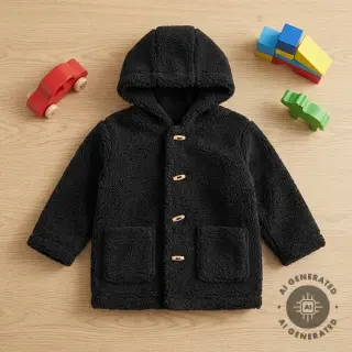 Kabát anyag TEDDY black