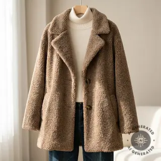 Kabát anyag TEDDY soft taupe