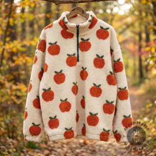 Kabát anyag TEDDY JACQUARD Apples