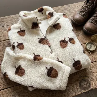Kabát anyag TEDDY JACQUARD Acorns