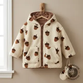 Kabát anyag TEDDY JACQUARD Acorns