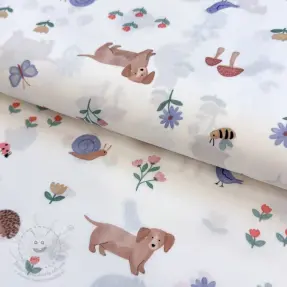 Pamutvászon Animals in the garden design B digital print