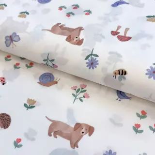 Pamutvászon Animals in the garden design B digital print