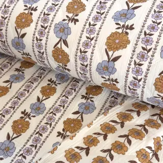 Dupla géz/muszlin STEPPED Flowers in stripe white