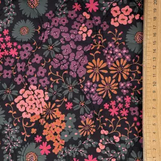 Pamutvászon VOILE STEPPED Flowerie black digital print