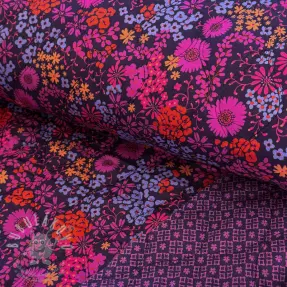 Pamutvászon VOILE STEPPED Flowerie purple digital print
