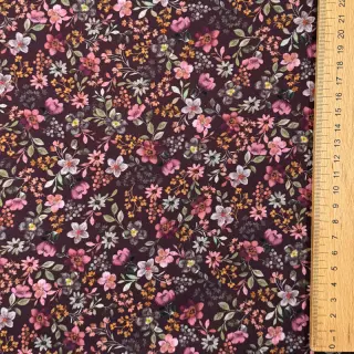 Pamutvászon Autumn flowers burgundy digital print