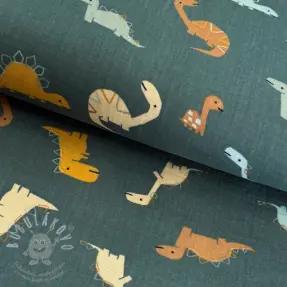 Dupla géz/muszlin Dinosaurus green