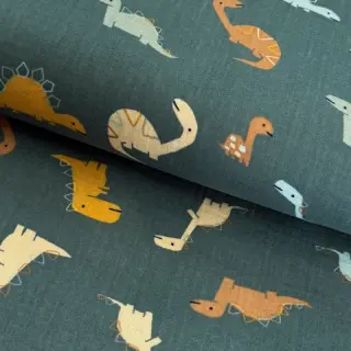 Dupla géz/muszlin Dinosaurus green