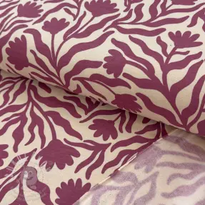 Szabadidő anyag fésült Flowers burgundy SIMPLY NATURAL