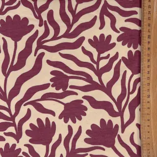 Szabadidő anyag fésült Flowers burgundy SIMPLY NATURAL