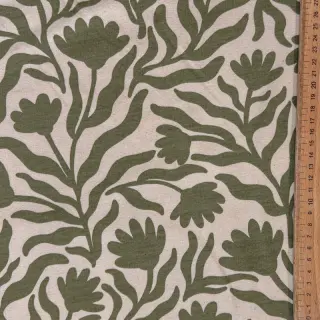Szabadidő anyag fésült Flowers army green SIMPLY NATURAL