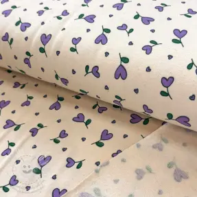 Szabadidő anyag fésült Hearts lilac SIMPLY NATURAL