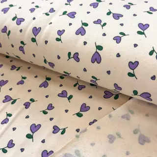 Szabadidő anyag fésült Hearts lilac SIMPLY NATURAL