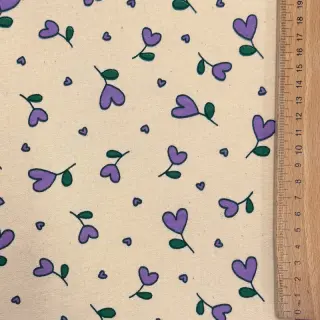 Szabadidő anyag fésült Hearts lilac SIMPLY NATURAL