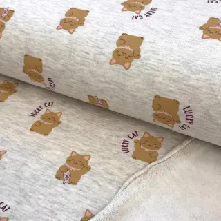Szabadidő anyag fésült Lucky cat off white melange
