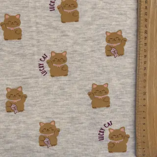 Szabadidő anyag fésült Lucky cat off white melange
