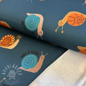 Szabadidő anyag fésült Snails petrol digital print