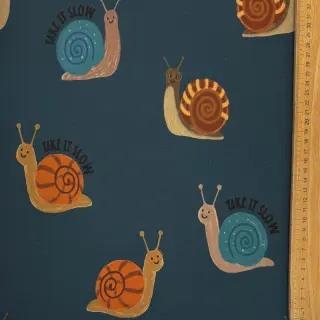 Szabadidő anyag fésült Snails petrol digital print