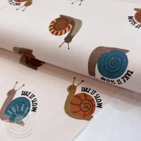 Szabadidő anyag fésült Snails off white digital print