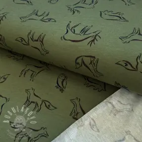 Szabadidő anyag fésült SOFT Forest animals green