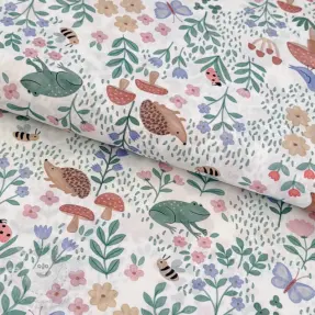 Pamutvászon Animals in the garden design A digital print