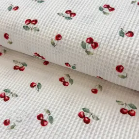 Waffle Cherries white digital print