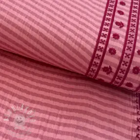 Dupla géz/muszlin EMBROIDERY 1 SIDE BORDER pink