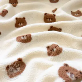 Kabát anyag TEDDY Bears off white