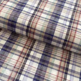 Viszkóz lenvászonnal YARN DYED Checks Old fashion blue