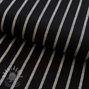 Viszkóz lenvászonnal YARN DYED Dashed strip black