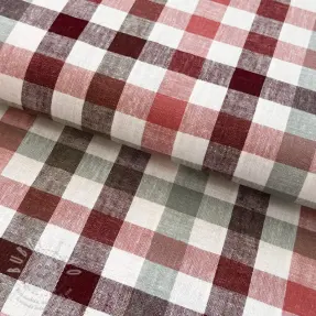 Viszkóz lenvászonnal YARN DYED Checks burgundy