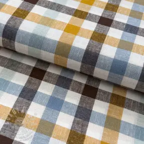 Viszkóz lenvászonnal YARN DYED Checks brown