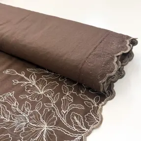 Viszkóz lenvászonnal ONE-SIDE BORDER Floweria brown