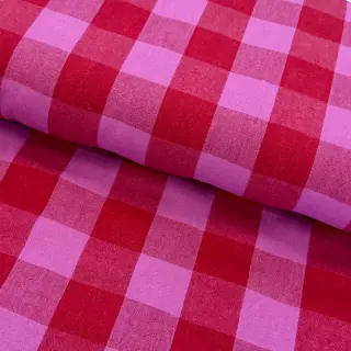 Pamutvászon YARN DYED SONJA Checks red fuchsia