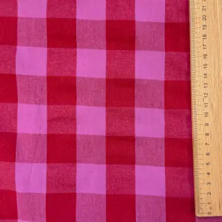 Pamutvászon YARN DYED SONJA Checks red fuchsia