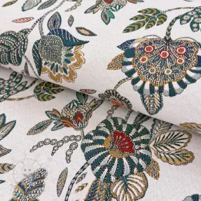 Dekorációs anyag jacquard Bosphore blanc emeraude