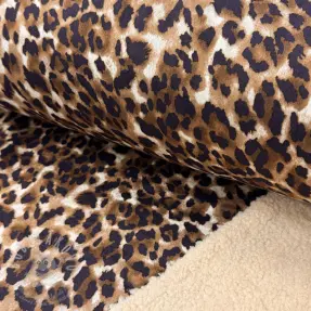 Kabát anyag TEDDY SUEDE Panther LEO cognac