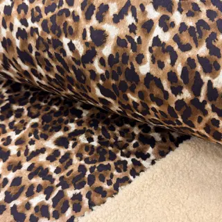 Kabát anyag TEDDY SUEDE Panther LEO cognac