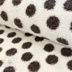 Kabát anyag TEDDY Big dots brown