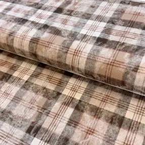 Pamutvászon FLANNEL DOUBLE FACED Checks brown