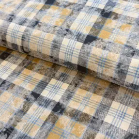 Pamutvászon FLANNEL DOUBLE FACED Checks ochre