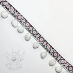 Pom-pom szalag JACQUARD white