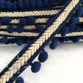 Pom-pom szalag Herringbone dark blue