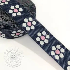 Szalag Jeans flowers light pink