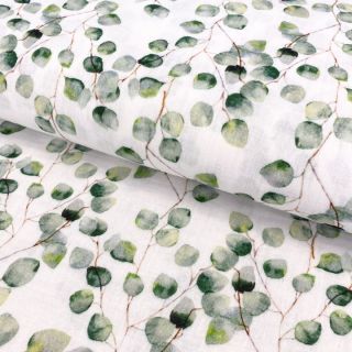 Dupla géz/muszlin Little eucalyptus flowers digital print ORGANIC