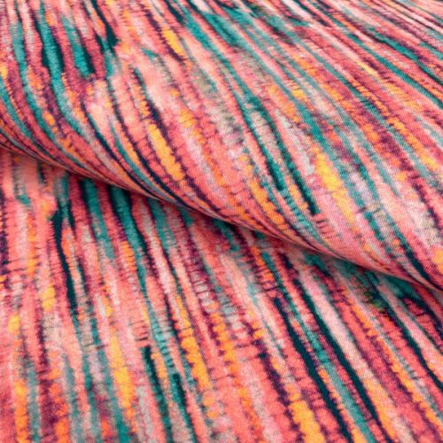 Jersey GOTS Colourful batik rose digital print