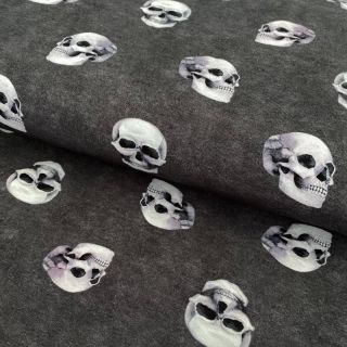 Jersey GOTS Skull rock grey digital print