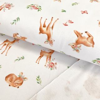 Szabadidő anyag Baby deer white digital print